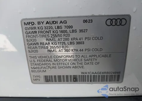 2024 Audi Q8 E-Tron S Line Premium Plus Quattro from USA, damaged, VIN WA1CAAGE6RB024946